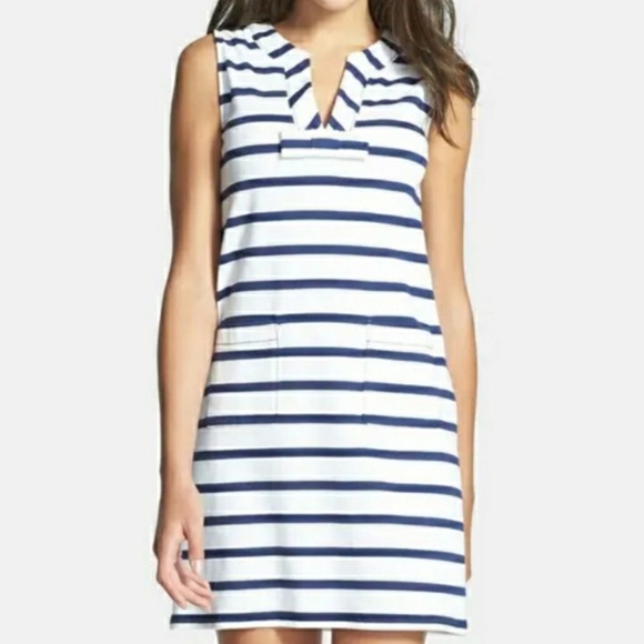 Kate Spade Sleeveless Shift Dress Navy Stripes - Picture 1 of 8